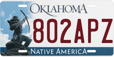 OK license plate 802APZ
