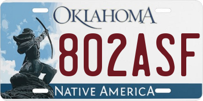 OK license plate 802ASF