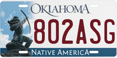 OK license plate 802ASG