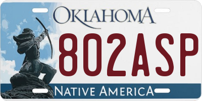 OK license plate 802ASP