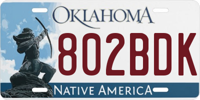 OK license plate 802BDK