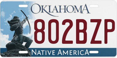OK license plate 802BZP