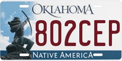 OK license plate 802CEP