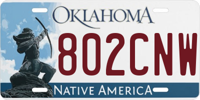 OK license plate 802CNW