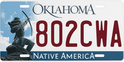 OK license plate 802CWA