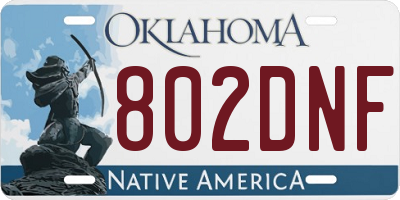 OK license plate 802DNF