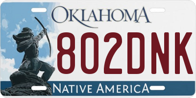 OK license plate 802DNK