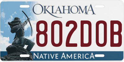 OK license plate 802DOB