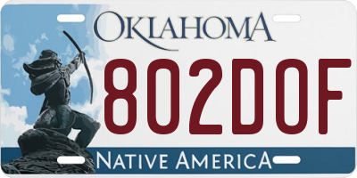 OK license plate 802DOF