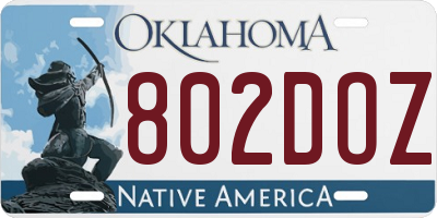 OK license plate 802DOZ