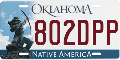 OK license plate 802DPP