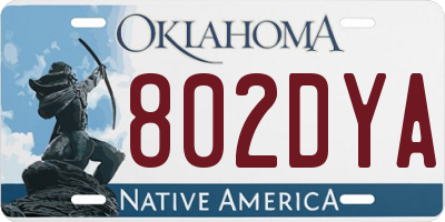 OK license plate 802DYA