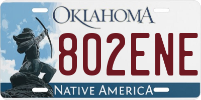 OK license plate 802ENE