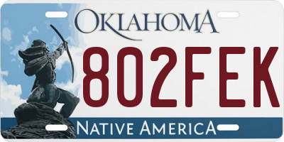 OK license plate 802FEK