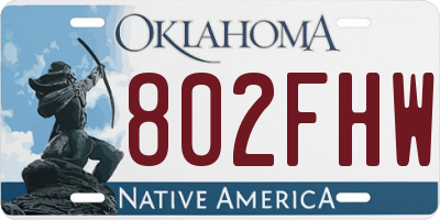 OK license plate 802FHW