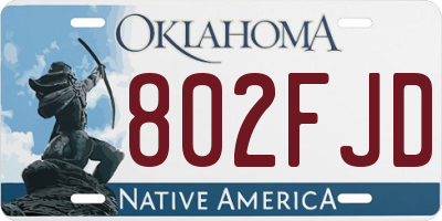 OK license plate 802FJD