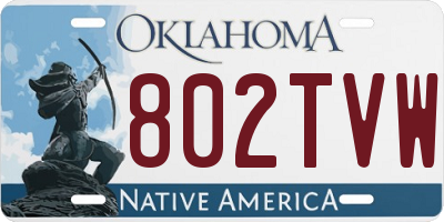 OK license plate 802TVW