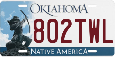 OK license plate 802TWL