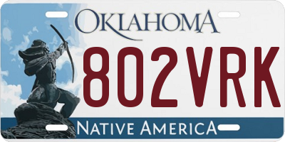 OK license plate 802VRK
