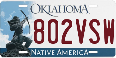 OK license plate 802VSW