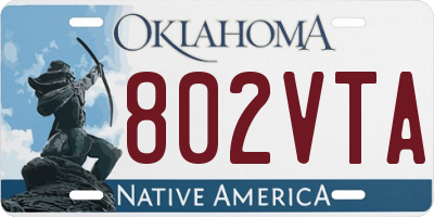 OK license plate 802VTA