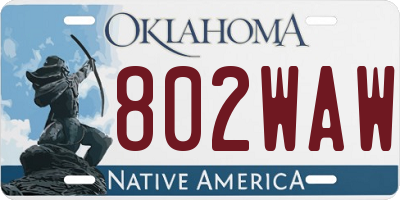 OK license plate 802WAW