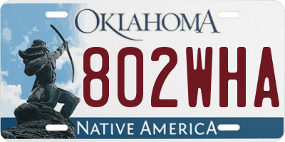 OK license plate 802WHA