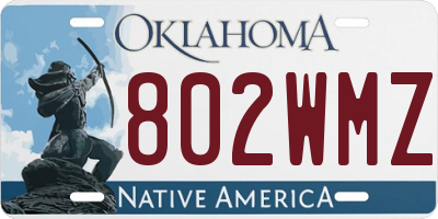 OK license plate 802WMZ