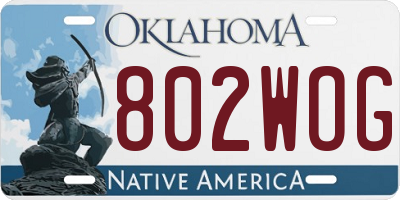 OK license plate 802WOG