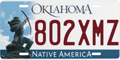 OK license plate 802XMZ
