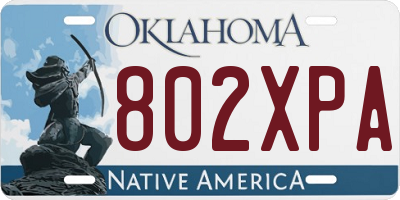 OK license plate 802XPA