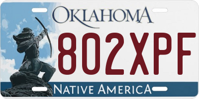 OK license plate 802XPF