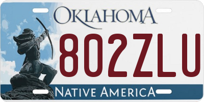 OK license plate 802ZLU