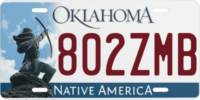 OK license plate 802ZMB