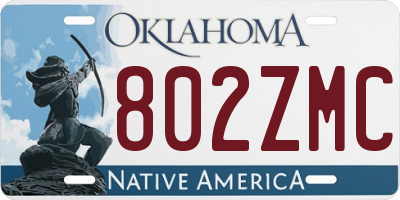 OK license plate 802ZMC