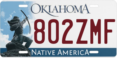 OK license plate 802ZMF
