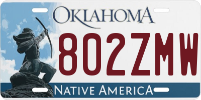 OK license plate 802ZMW