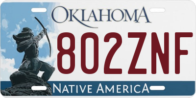 OK license plate 802ZNF