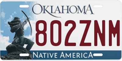 OK license plate 802ZNM