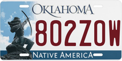 OK license plate 802ZOW