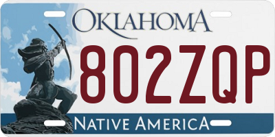OK license plate 802ZQP