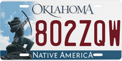 OK license plate 802ZQW