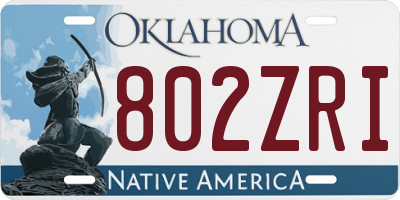 OK license plate 802ZRI