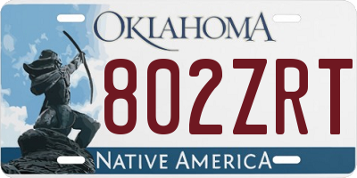 OK license plate 802ZRT