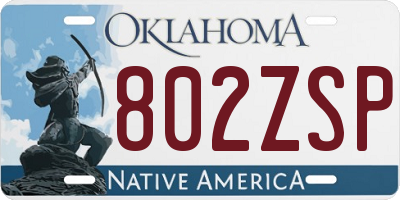 OK license plate 802ZSP