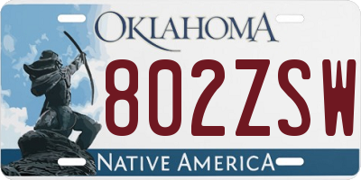 OK license plate 802ZSW