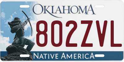 OK license plate 802ZVL