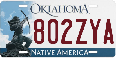 OK license plate 802ZYA
