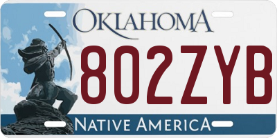 OK license plate 802ZYB