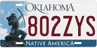 OK license plate 802ZYS